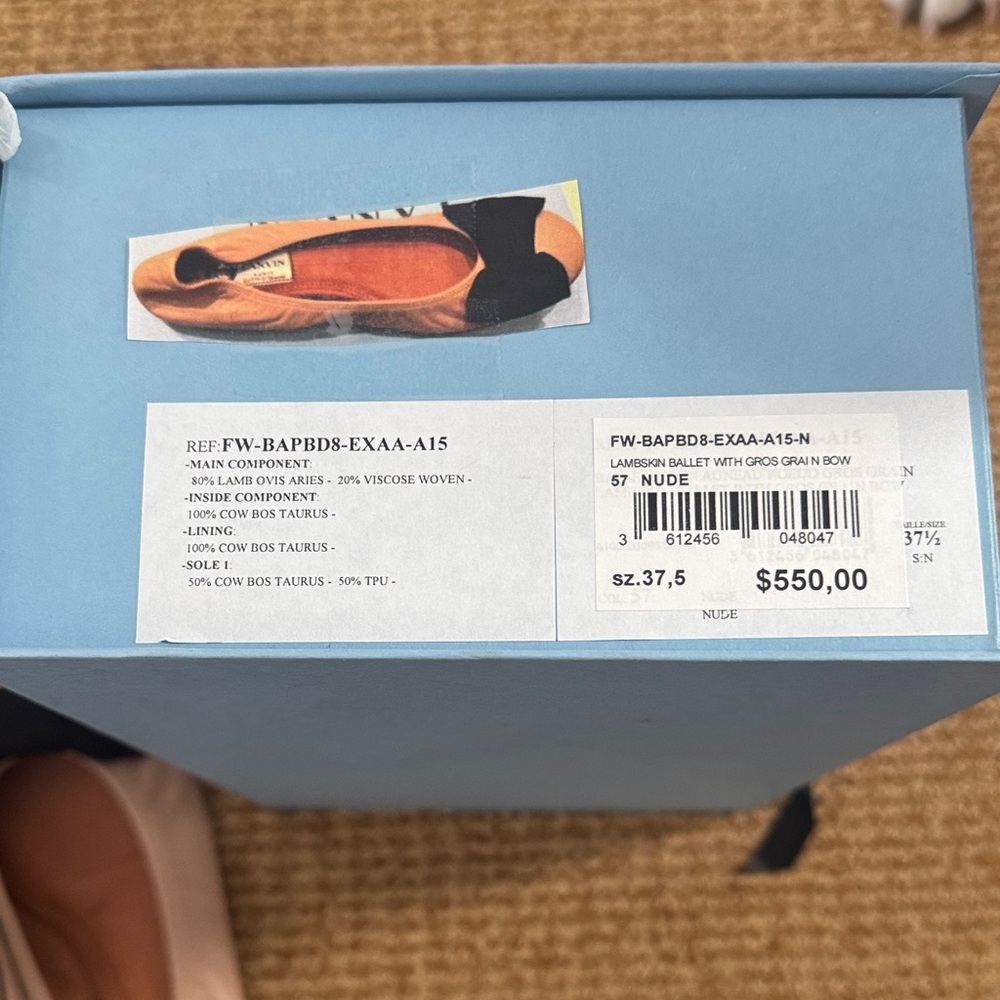 Lanvin Nude Flats with Black Bow. Brand new in box - Picture 5 of 7